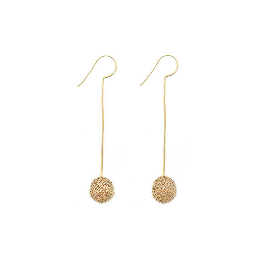 Long drop sphere earrings by Milena Zu
